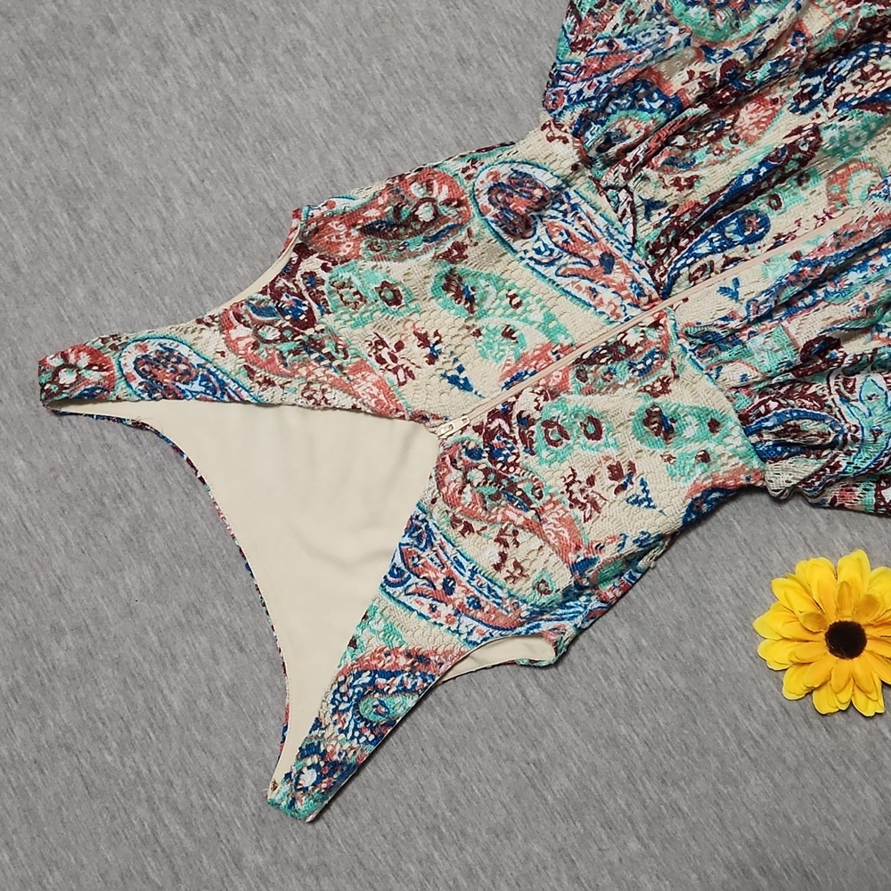 Y2K Xhilaration Paisley Print Lacey Sleeveless Summer Mini Tank Dress - Picture 5 of 14